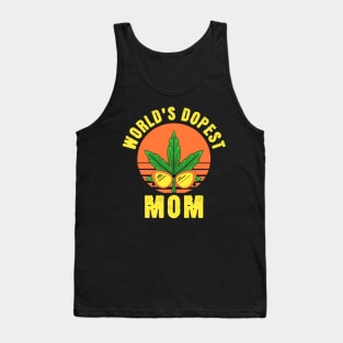 Worlds Dopest Mom - 420 retro Sunset Family Matching Apparel Tank Top